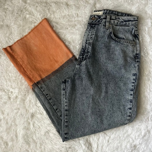 Harper Heritage Jeans Size 28 Acid Wash Orange Block High Waist Denim Wide Leg - Picture 1 of 7